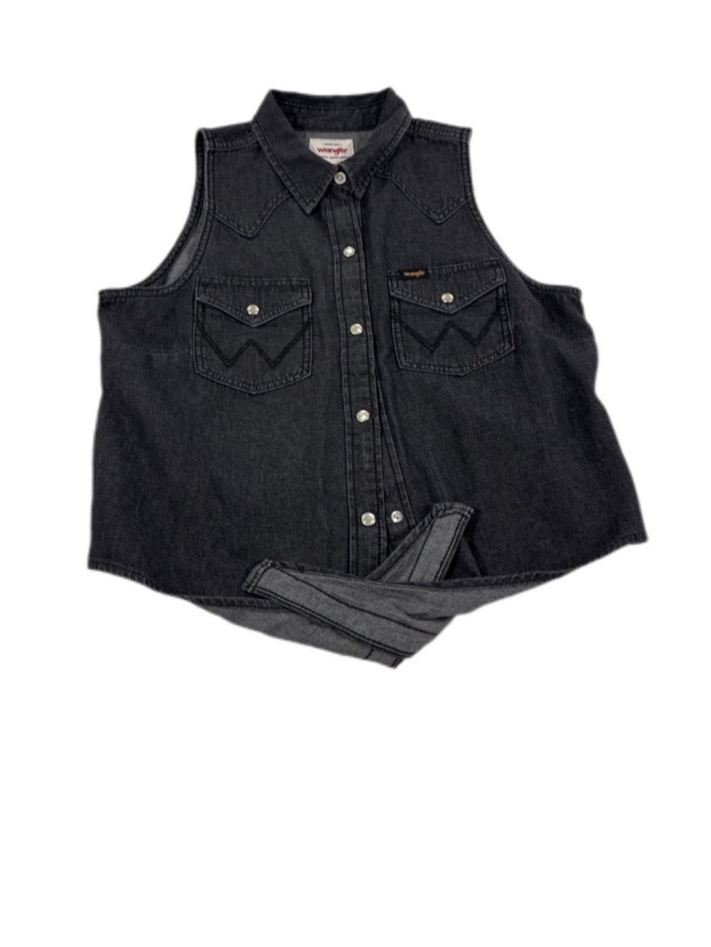 Wrangler Gray Denim Shirt with Red Logo Label - Picture 2 of 4